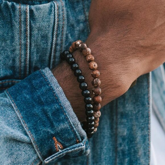 ⚡Rankeef Men 2 Tiger Eye 8MM Natural Stone Crystal Beaded Bracelet - Picture 7 of 8
